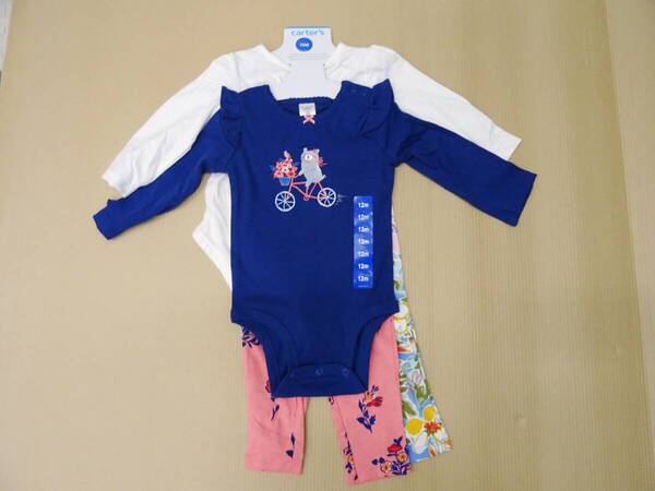 H-019-7 新品 カーターズ carter's baby ロンパース 2点+パンツ 2点 計4点セット【12M/9~12か月】綿100%