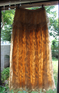  England antique [ gorgeous race total embroidery skirt ] Diane 