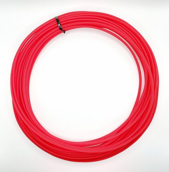 新品未使用【約10m/幅4mm】編組スリーブ (PETチューブ) 赤レッド ケーブル被覆用 ケーブル保護