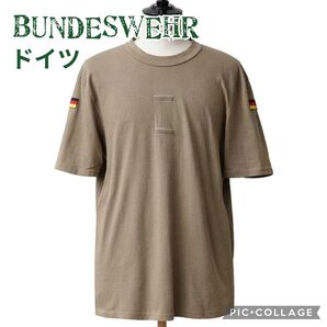 【ドイツ軍】USED ドイツ軍 BUNDESWEHR Tシャツ、カットソー、軍放出品実物、Sサイズ、コヨーテ、コットン、ポリアミド
