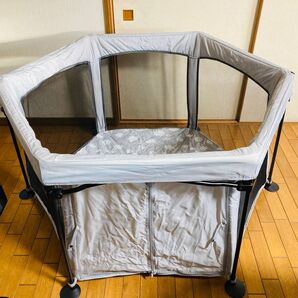 日本育児 洗えてたためる ポータブルベビーサークル クラウド グレー