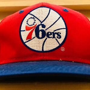 キャップ 帽子 NBA 90s スナップバック 76ers バスケ 赤 青 希少 スナップバック レア