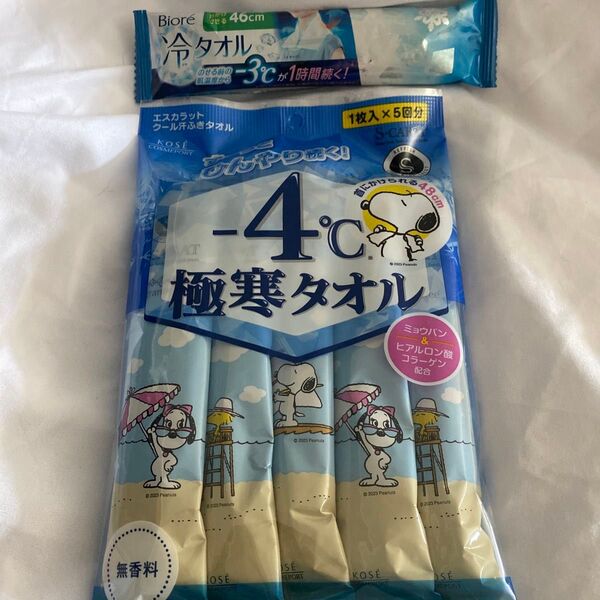 スヌーピー KOSE エスカラット 汗ふきタオル 極寒タオル 無香料 Biore ビオレ 冷タオル