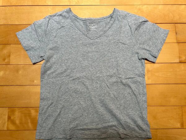 【GU】半袖Tシャツ Vネック グレー