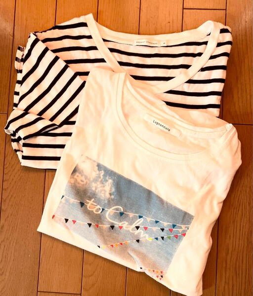 lugnoncure BROWNY STANDARD Tシャツ トップス 半袖Tシャツ ホワイト 半袖 ボーダー