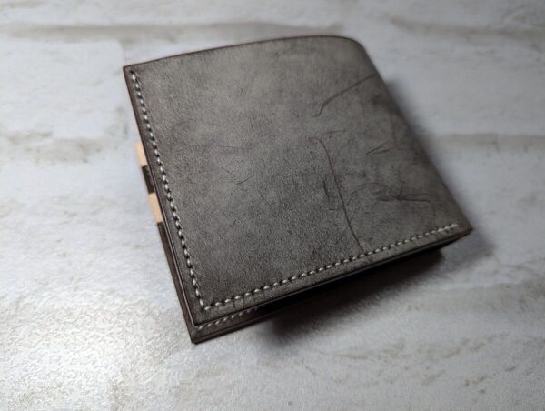 二つ折り財布 ハンドメイド ゴーストレザー