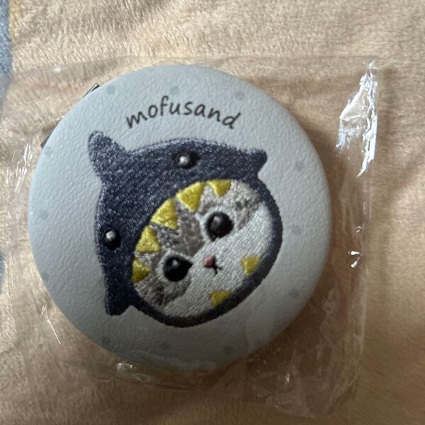 新品 mofusand サークルミラー サメにゃん 005446 メッシュシリーズ モフサンド コンパクトミラー 鏡