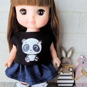 ソランちゃん★レミンちゃん お洋服セット2点 トップス デニムスカート パンダ ハンドメイド