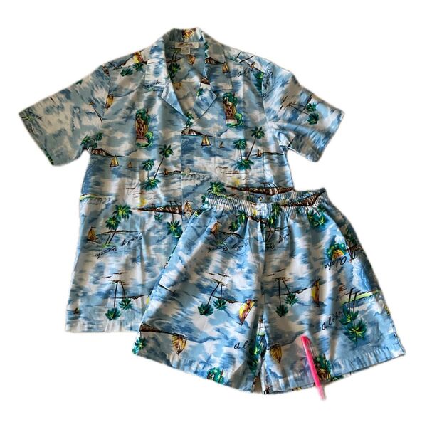 難あり アロハシャツ&ショートパンツセット Lサイズ
