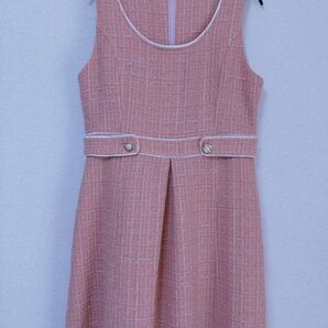 【美品】ウール入り!ツイード ジャンスカ ピンクベージュ お嬢様 令嬢 Mサイズ フレンチガーリー ヴィンテージガーリー