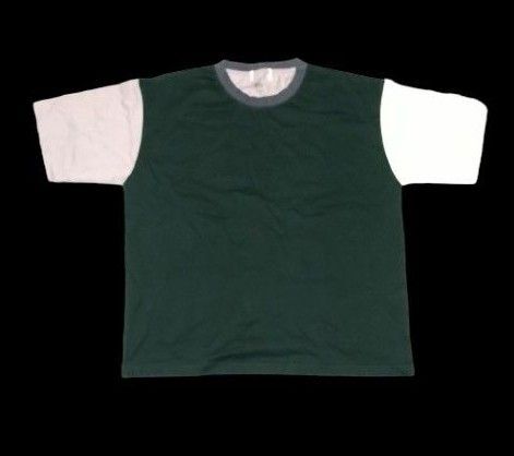 メンズ 半袖Tシャツ カットソー Tシャツ 無地シャツ COTTON USA Mサイズ ホワイト グリーン系