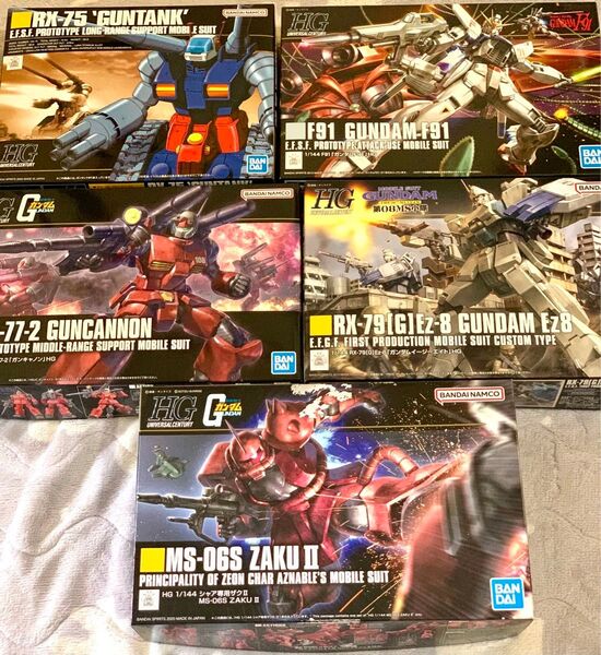 HGUC ガンプラ 新品未組立 5体セット 陸戦型ガンダム シャア専用ザク ガンキャノン ガンタンク F91