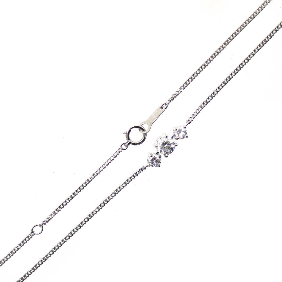 Pt900 ペンダントトップ ダイヤ3石 1.01ct刻印 / Pt850 喜平ネックレス 首周り41cm 造幣局検定刻印 IS 磨き仕上げ品 Sランク