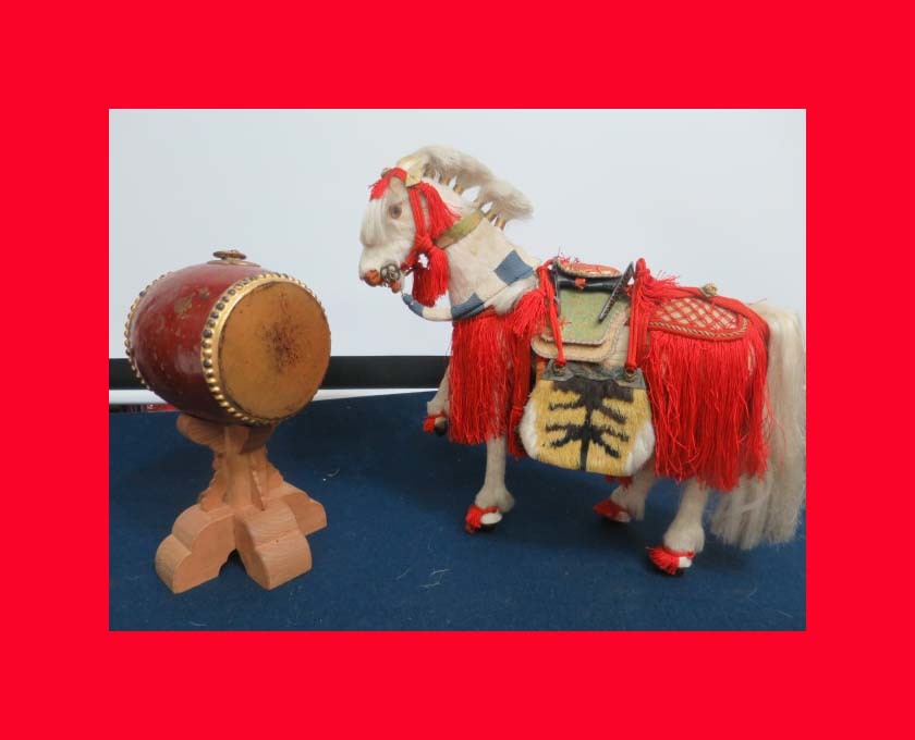 :Decisión inmediata [Museo de Muñecas] Muñeca Marufira Taiko y Caballo Divino C-244 May, muñeca guerrera, decoración general. Maki-e 5, estación, Eventos anuales, Día del Niño, muñecas de mayo