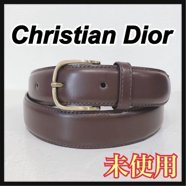 ☆未使用☆ ChristianDior クリスチャンディオール スポーツ ベルト レザーベルト ブラウン 茶色 レザー Lサイズ レディース 送料無料