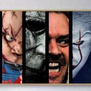 キャンバスアート キャンバスプリント キャンバスポスター ホラーキャラクターB チャッキー SAW ジグソウ IT シャイニング