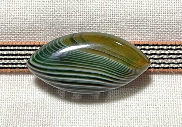 NO.1574 帯留め 天然石 縞瑪瑙 リメイク品(帯留 帯飾り 和装小物)ハンドメイド品