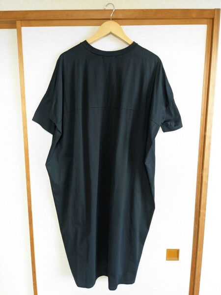 mizuiro ind コクーン ワイド 半袖 ロングワンピース 黒