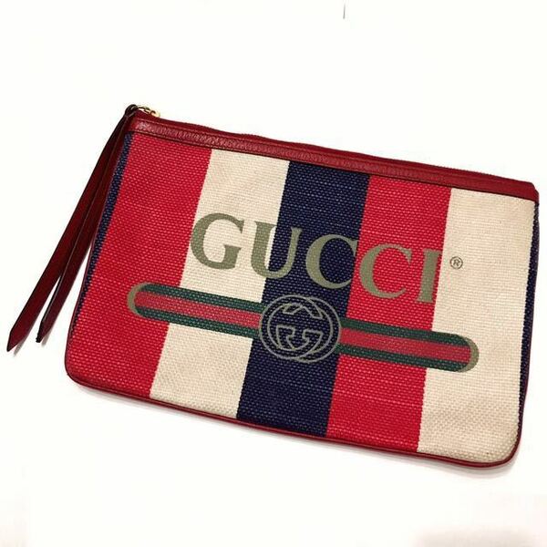 GUCCI シルヴィ ストライプ クラッチバッグ