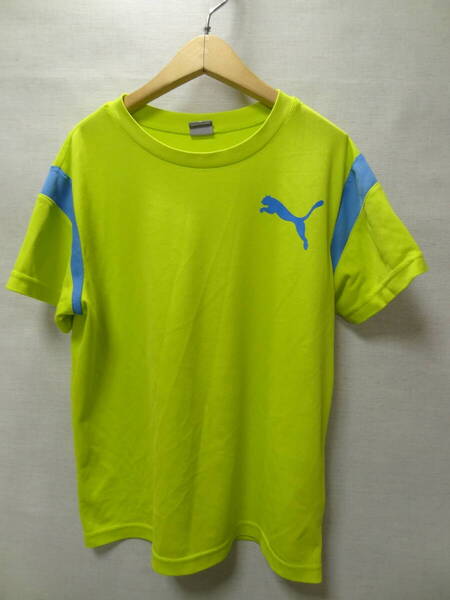 全国送料無料 プーマ PUMA 子供服キッズ男&女の子 ポリエステル100%素材 サッカー等 スポーツ 半袖 黄緑色 ゲームTシャツ 160