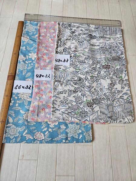 No.140 着物 袖 はぎれ リメイク 格安 たんす保管 3枚セット バラ売り不可