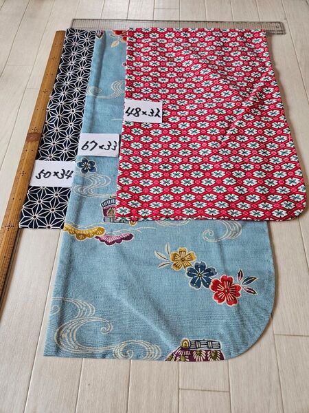 No.141 着物 袖 はぎれ リメイク 格安 たんす保管 3枚セット バラ売り不可