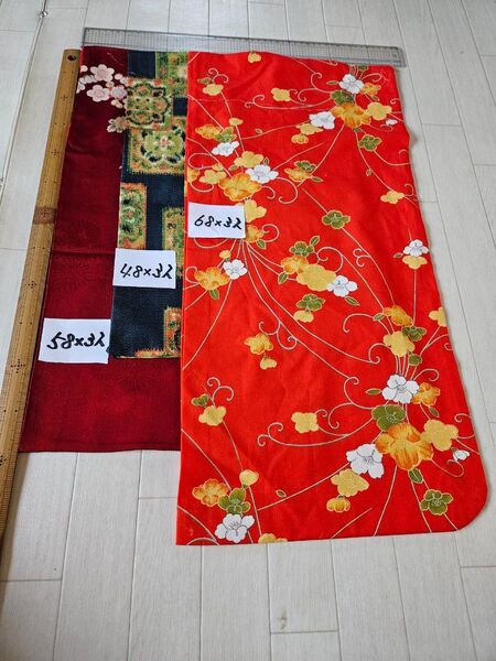 No.144 着物 袖 はぎれ リメイク 格安 たんす保管 3枚セット バラ売り不可