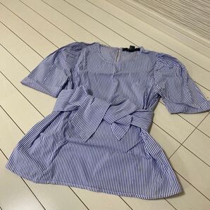 2wayブルーストライプ半袖トップス