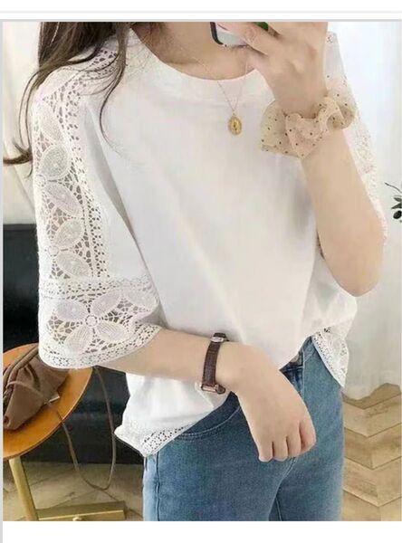 新品 カットソー 肩レース