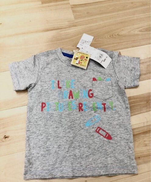 新品未使用 半袖Tシャツ サイズ90cm サクラクレパス キッズ服 夏服Tシャツ グレー 半袖