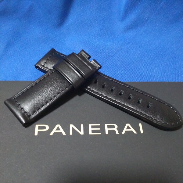 OFFICINE PANERAI 正規 パネライ 黒 カーフ ストラップ BA ベルト BK 革 尾錠 22 mm ラグ幅 24 mm 75/125 mm ピン バックル 純正 使用少