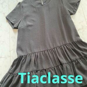 Tiaclasse【洗える】ティアードチュニックブラック