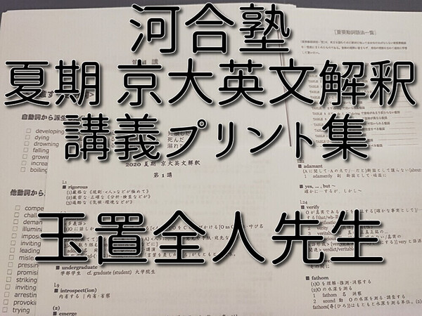河合塾 夏期 玉置全人先生 京大英文解釈 プリントフルセット 鉄緑会 駿台 Z会 東進 SEG 英語