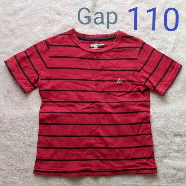 110 baby Gap Tシャツ 半袖 ボーダー 子供服 男の子 女の子 トップス 赤色