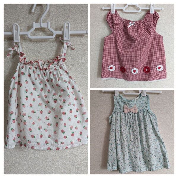 ベビー 赤ちゃん 夏服 3枚セット リボン いちご柄 イチゴ ギンガムチェック 花柄 ZARAベビーその他