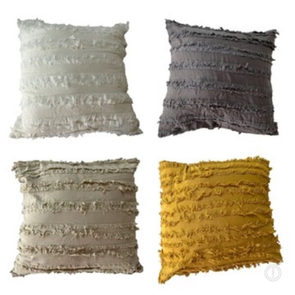 フリンジクッションカバー 45×45 綿 薄手 おしゃれ ナチュラル 無地