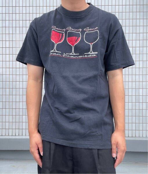 USA製 ワイン Tシャツ L ブラック VINTAGE