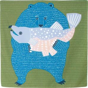 アクアドロップリサイクル 風呂敷 三巾約100cm kata kata くまとさけ グリーン (撥水加工) 【むす美】