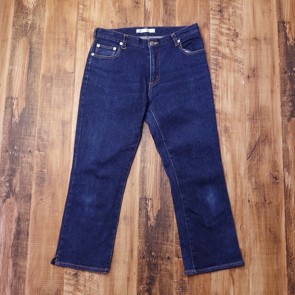 Lサイズ クロップド丈ストレッチジーンズ レディース alphabet club 古着 デニム パンツ インディゴブルー MW24