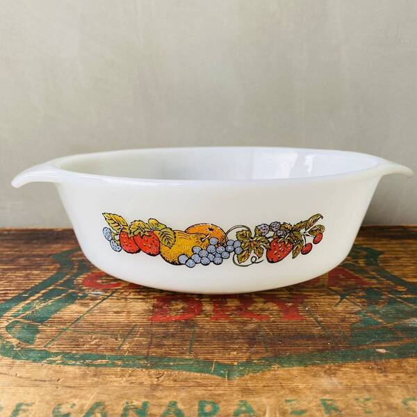 【1976-1978 USA vintage】Fire-King Nature's Bounty casserole ファイヤーキング ネイチャーズバウンティ キャセロール