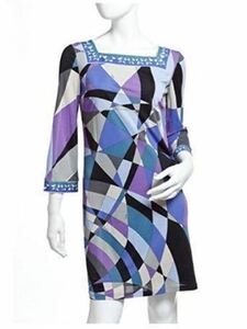  new goods tag not yet arrived Emilio Pucci Emilio Pucci Italy made 7 minute sleeve square neck One-piece size I40 F36 blue other product number 26RI45 26721