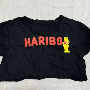 HARIBO カットTシャツ トップス ブラック 黒 半袖 リメイク リメイクTシャツ 原宿 原宿系 古着
