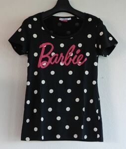 ユニクロ Barbie バービー Tシャツ カットソー 半袖 Sサイズ 黒ｘ白 ドット柄 frdt hdk k2 h0715