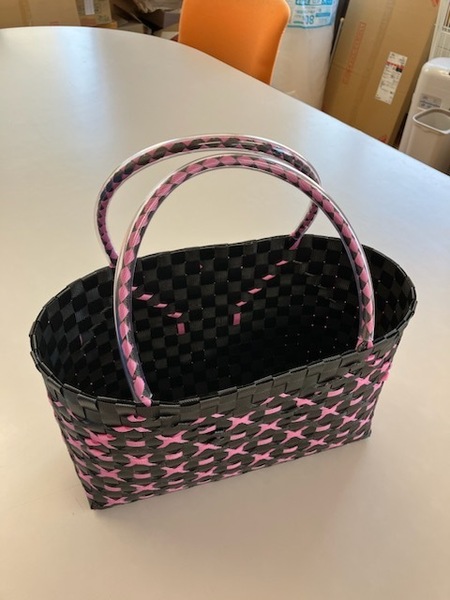 (みな・みな)ハンドメイド PPバンド 温泉・プール用かばん 中サイズ 黒・ピンク