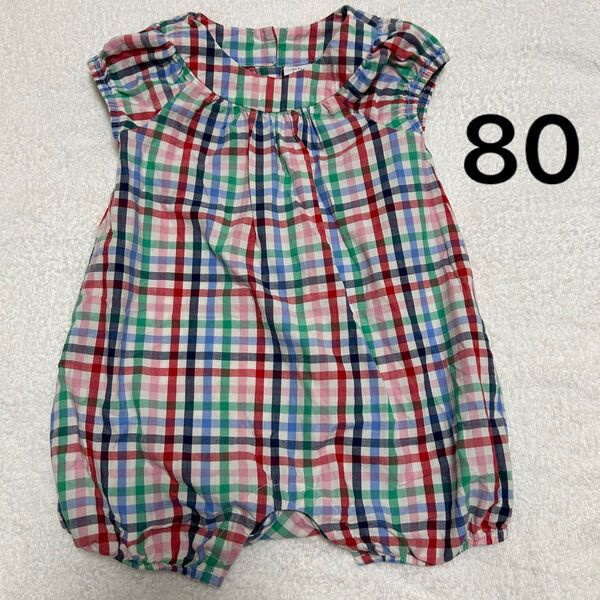 80サイズ baby GAPチェック ロンパース