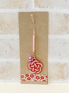 * mizuhiki strap (W-8) hand made / Japanese style / kimono / yukata / strap / red × pink × gold × white 