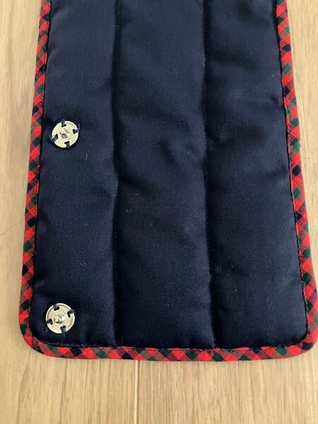 水筒肩紐カバー ハンドメイド クッション キルト ふわふわ 長め チェック柄