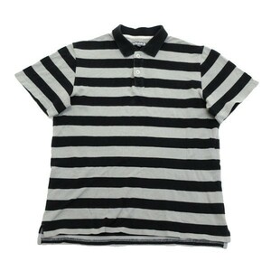  United Arrows /Rhythm of Life border pattern polo-shirt with short sleeves [L]* black ash MENS/ deer. . ground 