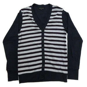 シップス/SHIPS GENERAL SUPPLY ボーダー柄 長袖カーディガン◆紺【M】MENS