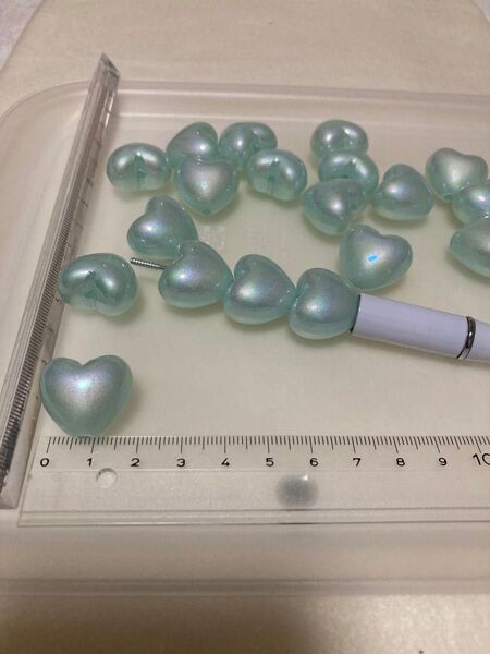 カスタムボールペン パーツ ぷっくりハート ティファブルー20個セット ビーズ 貫通キーチェンバー パーツdiy ビーズ
